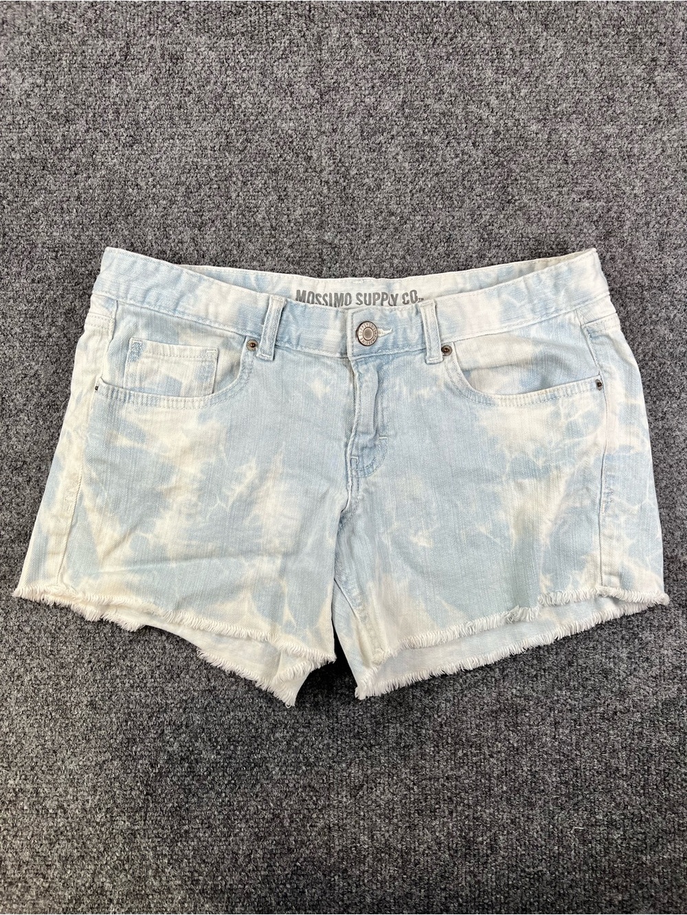 Mossimo Supply Co. Light Blue Tie-Dye Frayed Hem Denim Shorts